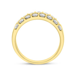 18ct Yellow Gold 1.00ct Diamond Two Row Half Eternity Ring