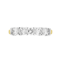 18ct Yellow Gold 1.02ct Diamond Bar Set Five Stone Half Eternity Ring
