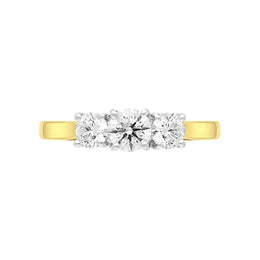 18ct Yellow Gold 1.02ct Diamond Three Stone Ring