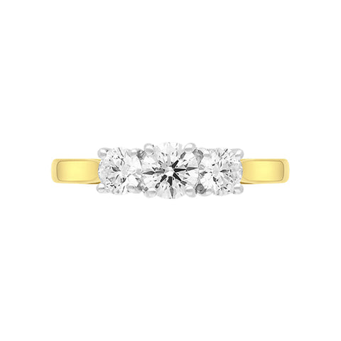 18ct Yellow Gold 1.02ct Diamond Three Stone Ring