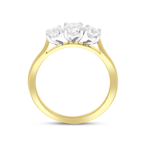18ct Yellow Gold 1.02ct Diamond Three Stone Ring