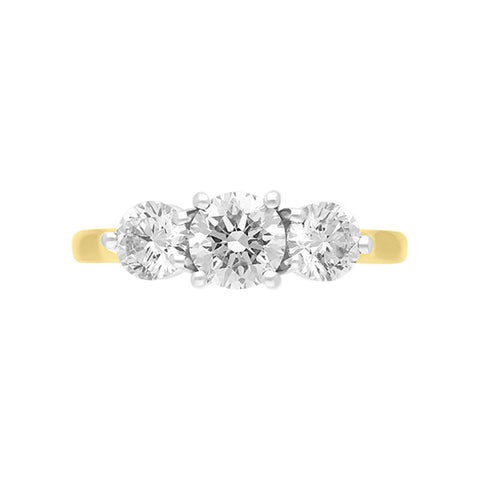 18ct Yellow Gold 1.50ct Diamond Three Stone Ring