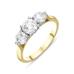 18ct Yellow Gold 1.50ct Diamond Three Stone Ring, FEU-1841