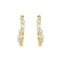 18ct Yellow Gold Diamond 0.32ct Claw Set Hoop Earrings