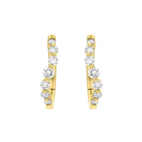 18ct Yellow Gold Diamond 0.32ct Claw Set Hoop Earrings