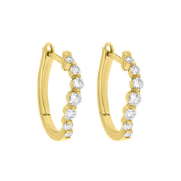 18ct Yellow Gold Diamond 0.32ct Claw Set Hoop Earrings