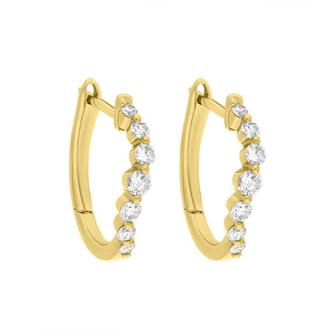 18ct Yellow Gold Diamond 0.32ct Claw Set Hoop Earrings