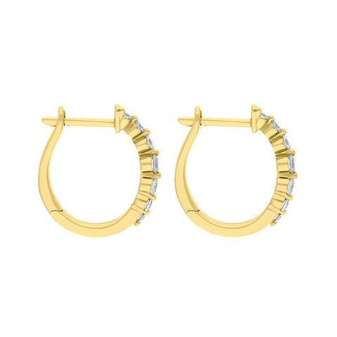 18ct Yellow Gold Diamond 0.32ct Claw Set Hoop Earrings