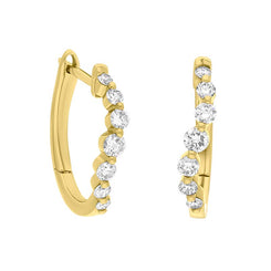 18ct yellow Gold Diamond 0.32ct Claw Set Hoop Earrings, E2598