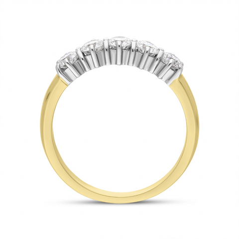 18ct Yellow Gold Diamond Five Stone Half Eternity Ring, FEU-2236._2