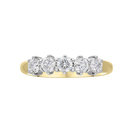 18ct Yellow Gold Diamond Five Stone Half Eternity Ring, FEU-2236._3