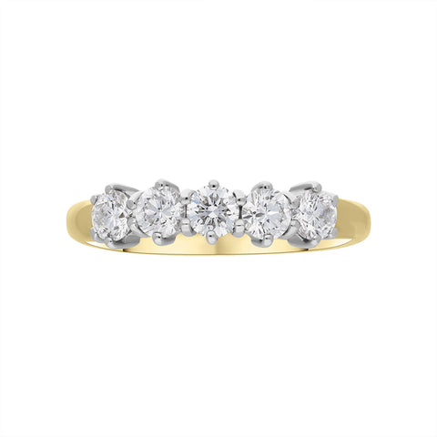 18ct Yellow Gold Diamond Five Stone Half Eternity Ring, FEU-2236._3