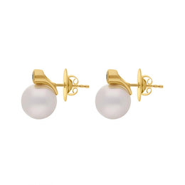 18ct Yellow Gold Diamond South Sea Pearl Stud Earrings