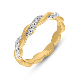 18ct Yellow Gold Diamond Twisted Band Ring R1269