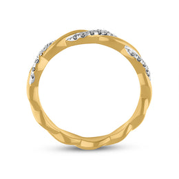 18ct Yellow Gold Diamond Twisted Band Ring R1269_2