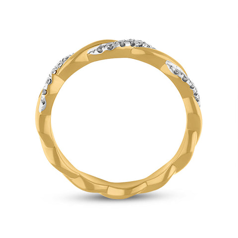 18ct Yellow Gold Diamond Twisted Band Ring R1269_2