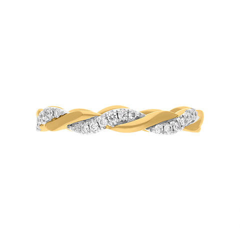 18ct Yellow Gold Diamond Twisted Band Ring R1269_3