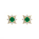 18ct Yellow Gold Emerald Diamond Star Cluster Stud Earrings, FEU-2512.