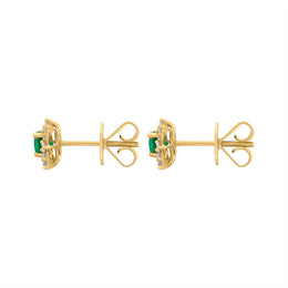 18ct Yellow Gold Emerald Diamond Star Cluster Stud Earrings
