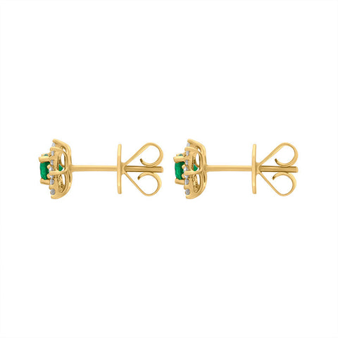 18ct Yellow Gold Emerald Diamond Star Cluster Stud Earrings