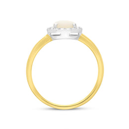 18ct Yellow Gold Opal Diamond Pear Cut Cluster Ring