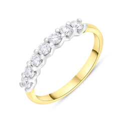 18ct Yellow Gold Platinum Diamond Half Eternity Ring
