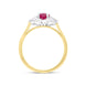 18ct Yellow Gold Ruby Diamond Oval Cut Three Stone Ring