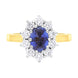 18ct Yellow Gold Sapphire Diamond Cluster Oval Cut Ring