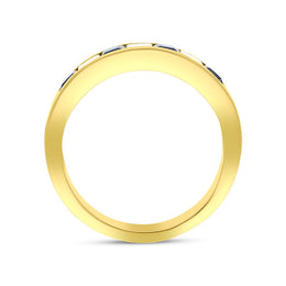 18ct Yellow Gold Sapphire Diamond Princess Cut Channel Set Half Eternity Ring