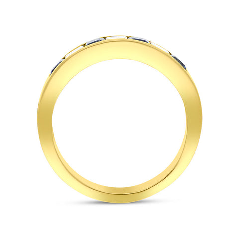 18ct Yellow Gold Sapphire Diamond Princess Cut Channel Set Half Eternity Ring
