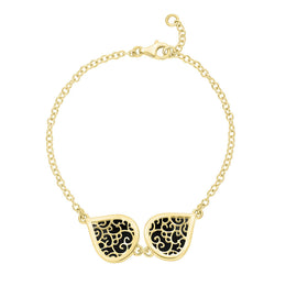 18ct Yellow Gold Whitby Jet Flore Filigree Bracelet