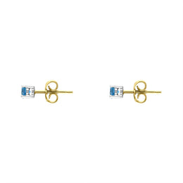 18ct Yellow and White Gold Aquamarine Round Stud Earrings