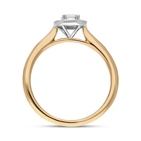 18ct Rose Gold Diamond Round Halo Ring, FEU-1217_3