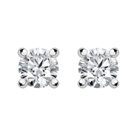 18ct White Gold 0.25ct Diamond Solitaire Brilliant Cut Stud Earrings, FEU-2323.
