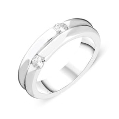 18ct White Gold 0.26ct Diamond Double Band Ring RUNQ0000443