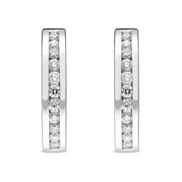 18ct White Gold 0.30ct Diamond Half Eternity Hoop Earrings FEU-055