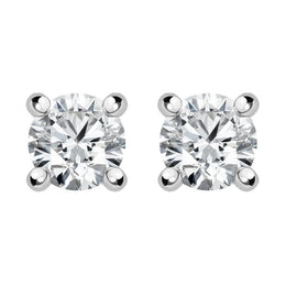 18ct White Gold 0.30ct Diamond Solitaire Brilliant Cut Stud Earrings, FEU-1782.