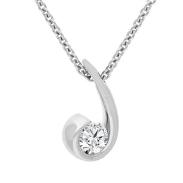 18ct White Gold 0.38ct Diamond Swirl Pendant, STC-067._2