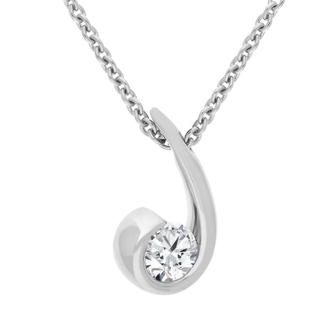 18ct White Gold 0.38ct Diamond Swirl Pendant, STC-067._2