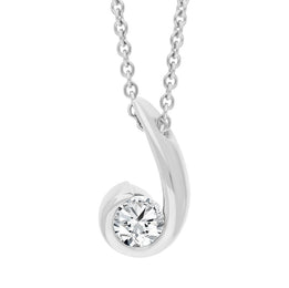 18ct White Gold 0.38ct Diamond Swirl Pendant, STC-067. 