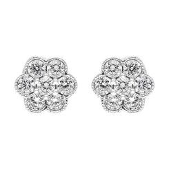 18ct White Gold 0.48ct Diamond Flower Cluster Stud Earrings