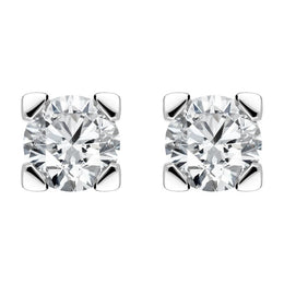18ct White Gold 0.50ct Diamond Claw Set Solitaire Stud Earrings