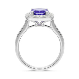 18ct White Gold 1.66ct Tanzanite 0.51 Carat Diamond Cluster Ring. J03514M.