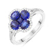 18ct White Gold 1.93ct Sapphire 0.30ct Diamond Clover Cluster Ring FEU-2283