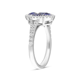 18ct White Gold 1.93ct Sapphire 0.30ct Diamond Clover Cluster Ring FEU-2283