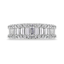18ct White Gold Diamond Baguette Cut Half Eternity Ring, FEU-2370_2