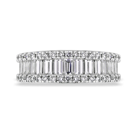 18ct White Gold Diamond Baguette Cut Half Eternity Ring, FEU-2370_2