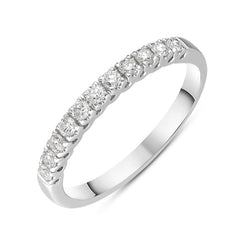 18ct White Gold Diamond Eleven Stone Half Eternity Ring, FEU-1686.