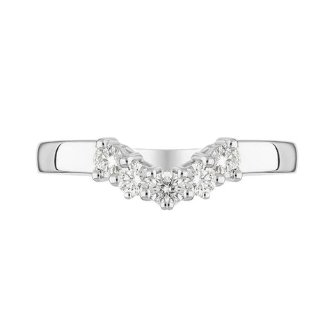 18ct White Gold Diamond Five Stone Wishbone Ring