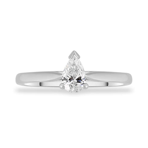 18ct White Gold Diamond Pear Cut Solitaire Ring, FEU-2362_2